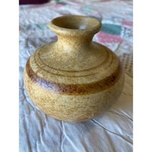 Vintage Studio Pottery Bud Vase Speckled Tan Brown Earthy Boho Stoneware 3.5in